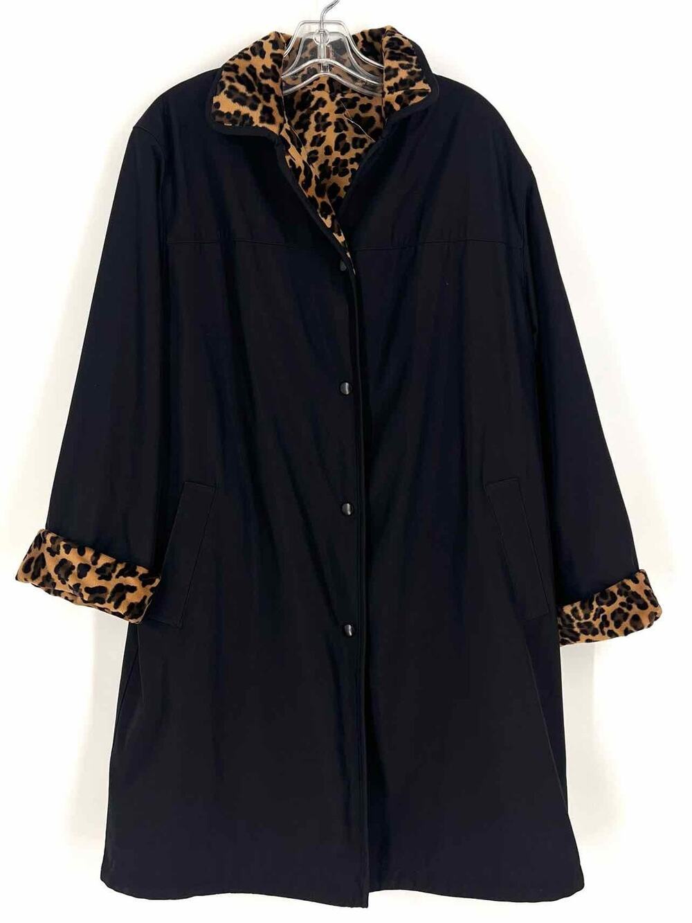 Gallery Size M Black/Animal Lined Polyester Coat
